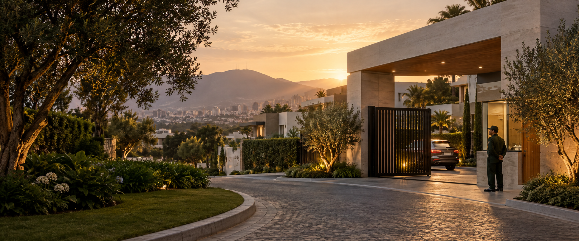 Acceso residencial cuidado y tranquilo